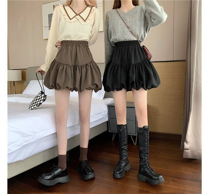 Skirt High-Waist Bubble Plain