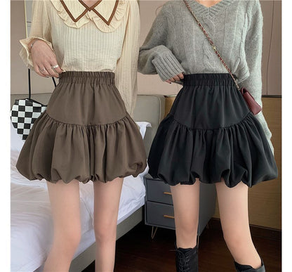 Skirt High-Waist Bubble Plain