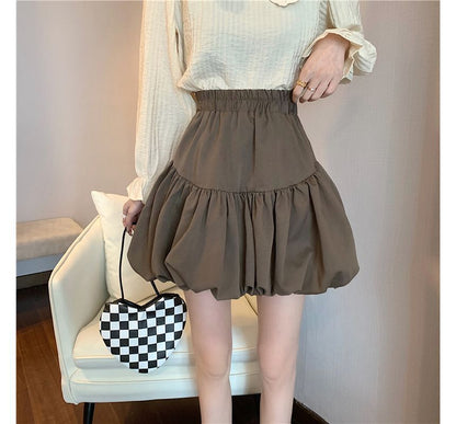 Skirt High-Waist Bubble Plain
