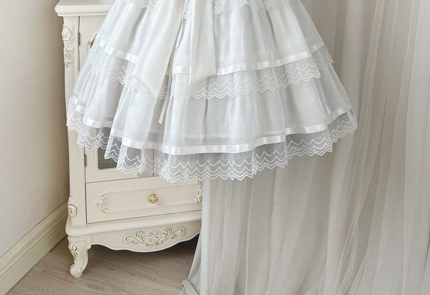 Sleeveless U-Neck Plain Tiered A-Line Lolita Dress