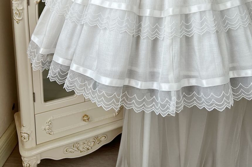 Sleeveless U-Neck Plain Tiered A-Line Lolita Dress