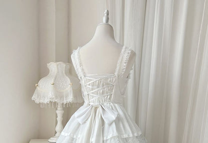 Sleeveless U-Neck Plain Tiered A-Line Lolita Dress