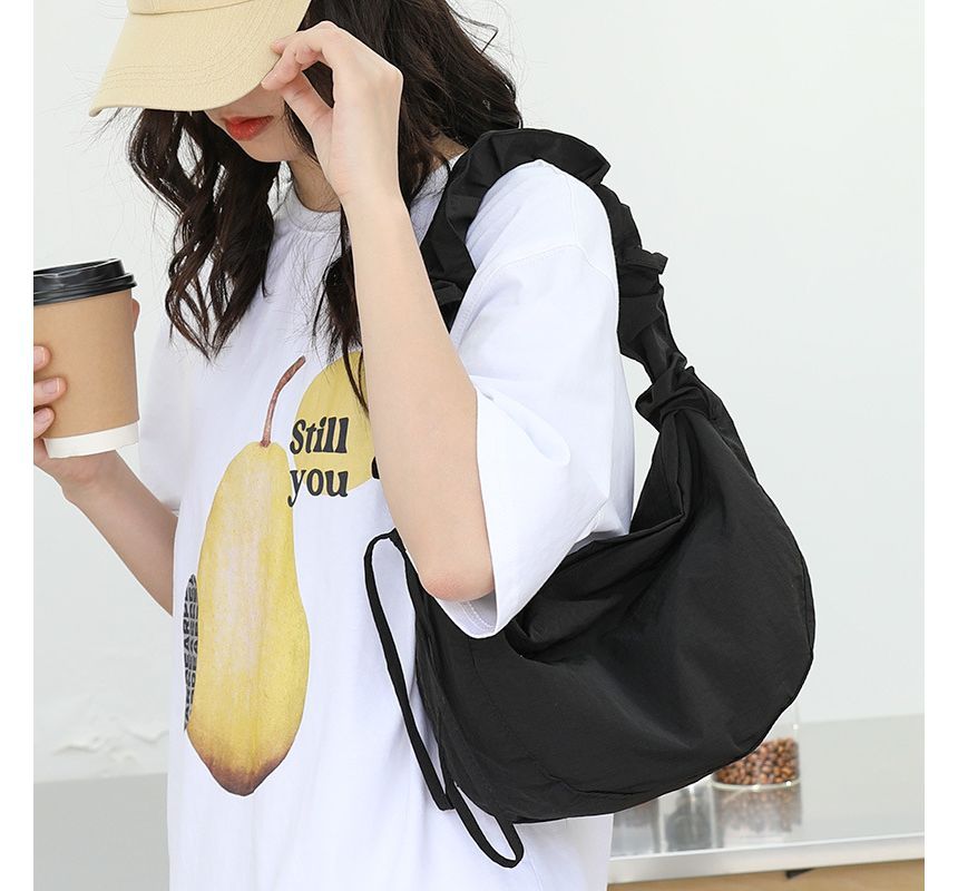 Drawstring Bag Hobo Nylon Plain