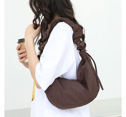 Drawstring Bag Hobo Nylon Plain