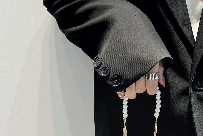 Charm Faux Elephant Phone Pearl Strap Case Leather