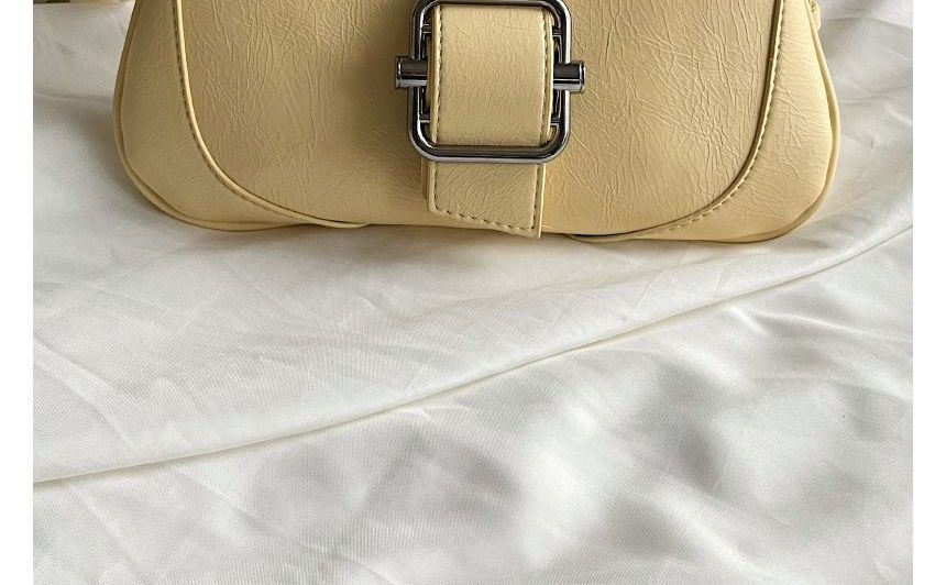 Plain Buckled Panel Shoulder Bag