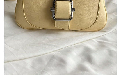 Plain Buckled Panel Shoulder Bag