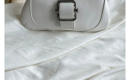 Plain Buckled Panel Shoulder Bag