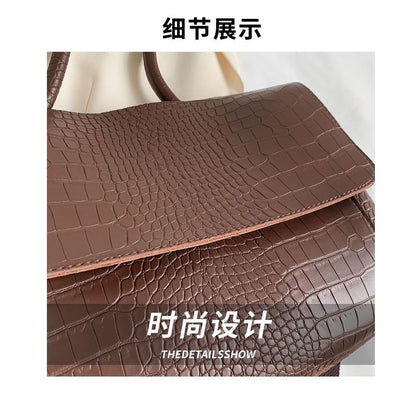 Crocodile Grain Flap Tote Bag