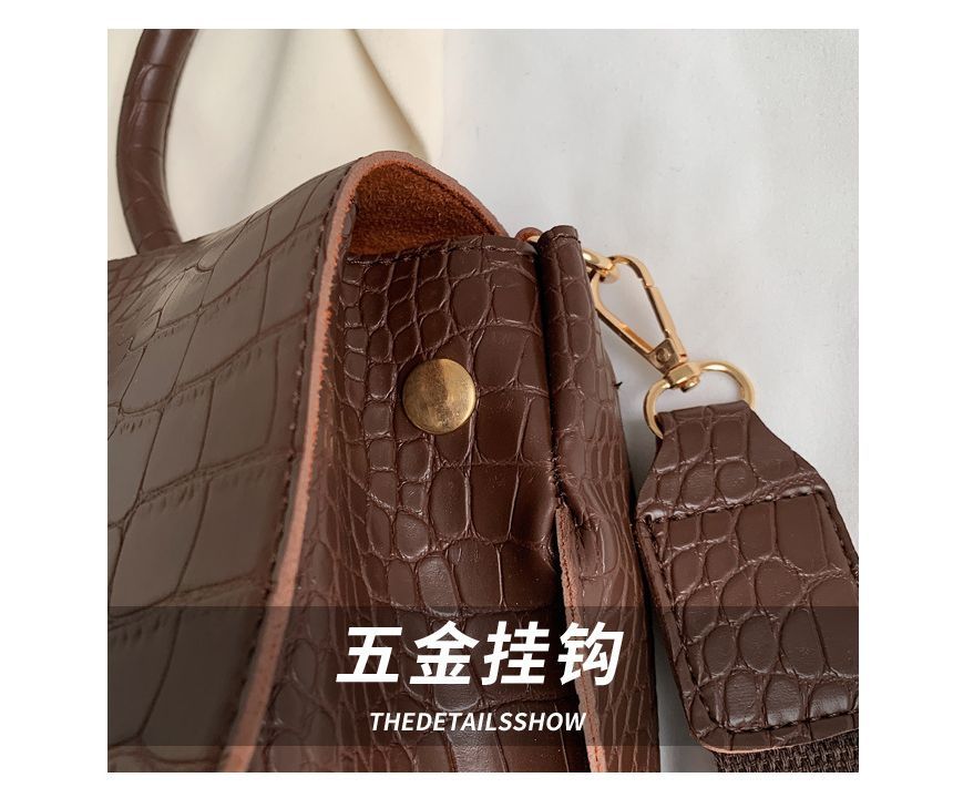 Crocodile Grain Flap Tote Bag