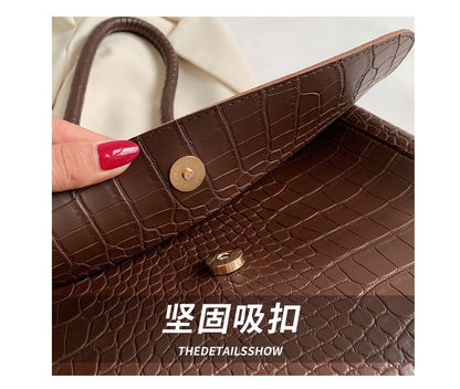 Crocodile Grain Flap Tote Bag