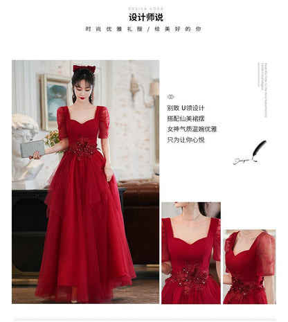 Short-Sleeve Dress Mesh Neckline Evening Gown Sweetheart A-Line /