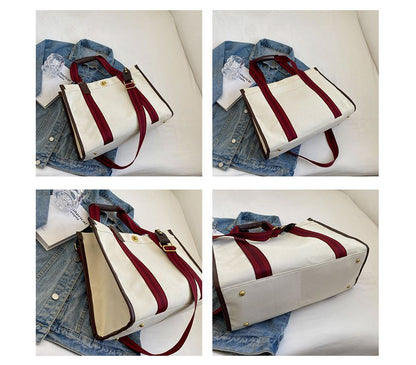 Striped Top Handle Crossbody Bag