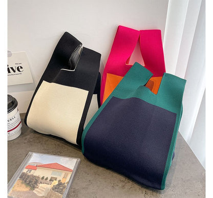 Two Tone Knit Tote Bag