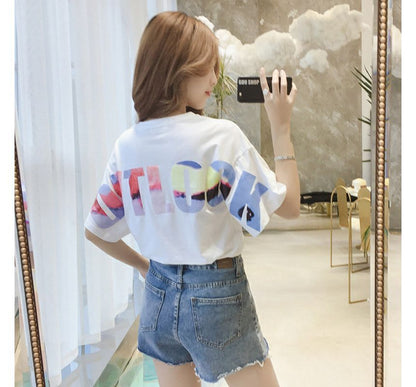 Crew Neck Lettering Short-Sleeve T-Shirt