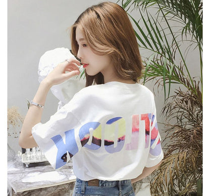 Crew Neck Lettering Short-Sleeve T-Shirt