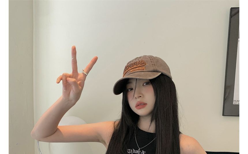 Tank Embroidered Top Neck Crop Crew Letter