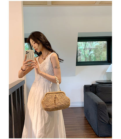 Straw Strap Handbag Bead