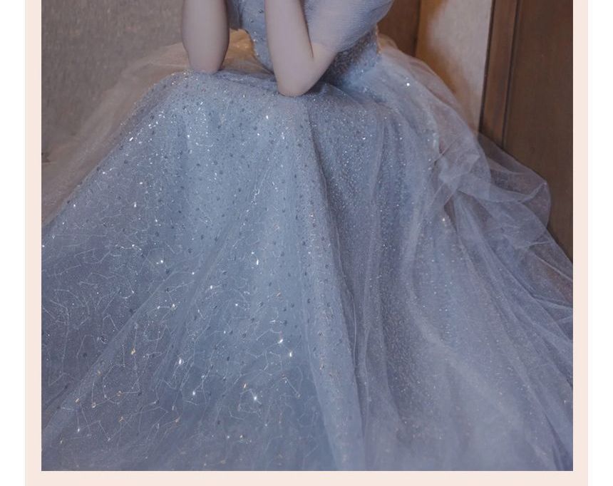 Glitter Gown Cold Shoulder A-Line Evening Midi