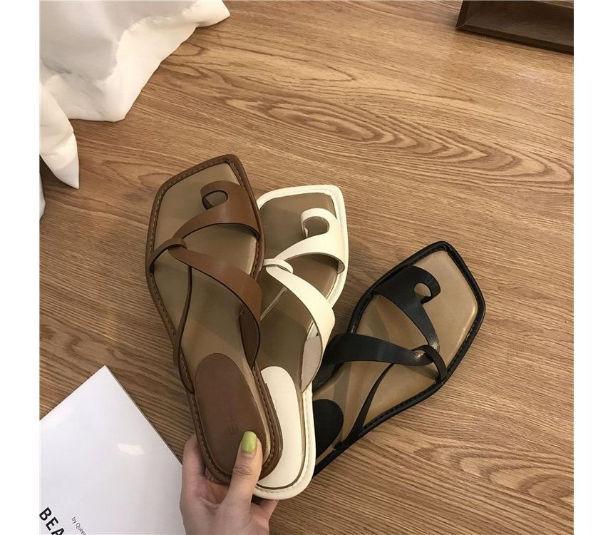Toe-Loop Sandals Slide Square-Toe