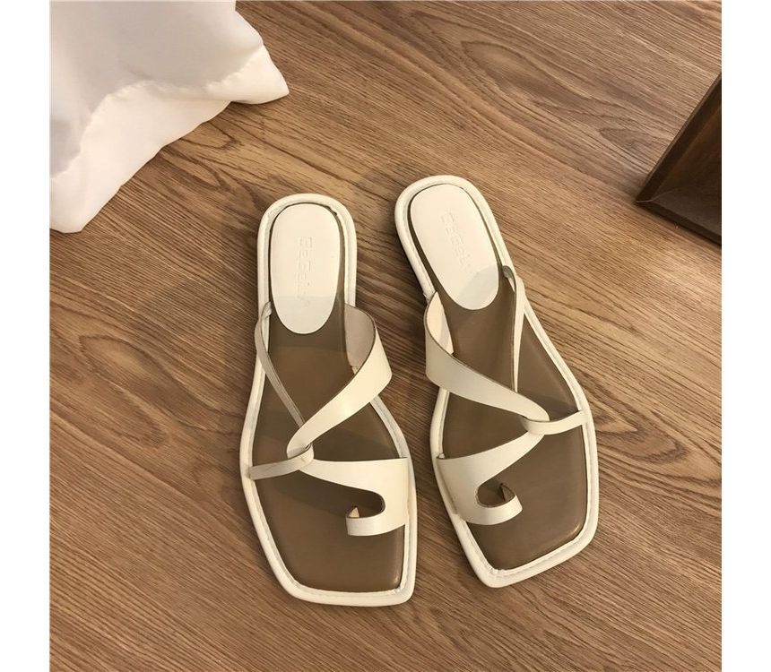 Toe-Loop Sandals Slide Square-Toe