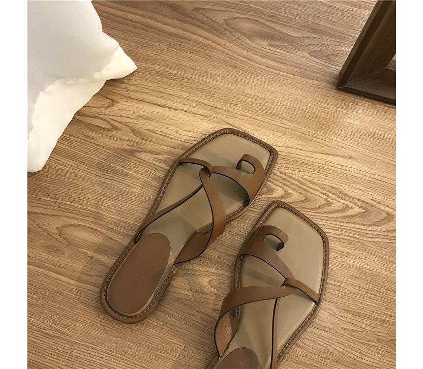 Toe-Loop Sandals Slide Square-Toe