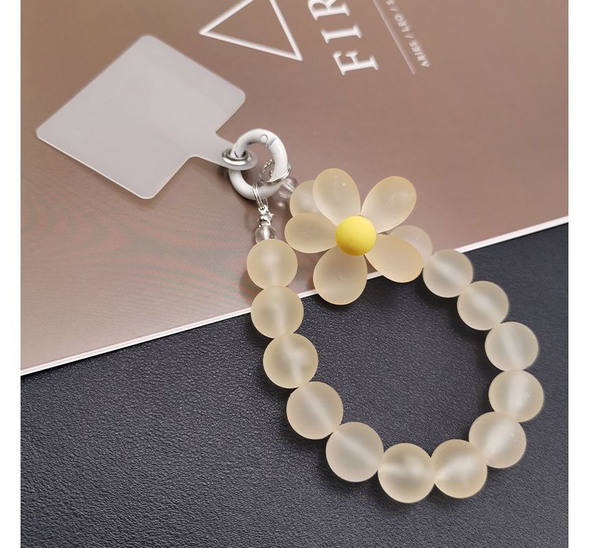 Floral Bead Phone Strap with Lanyard Pad