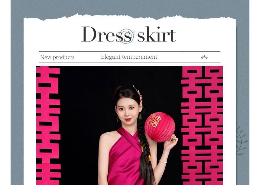 Robe de soirée trompette unie à licou