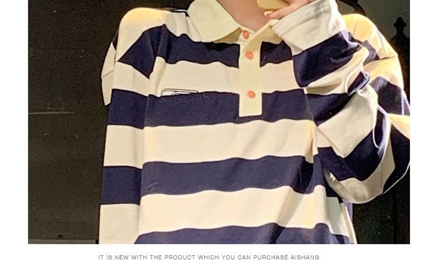 Long-Sleeve Shirt Polo Striped