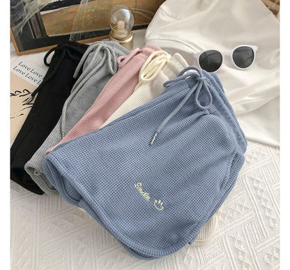 Letter Shorts Embroidered Waist High