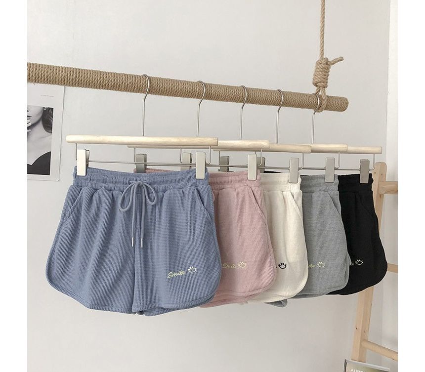 Letter Shorts Embroidered Waist High