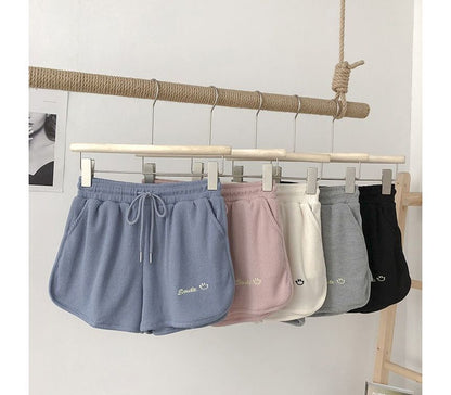 Letter Shorts Embroidered Waist High