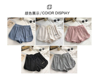 Letter Shorts Embroidered Waist High