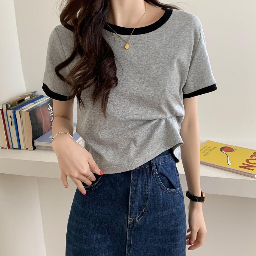 Round Neck Short-Sleeve Ringer T-Shirt