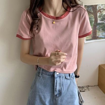 Round Neck Short-Sleeve Ringer T-Shirt