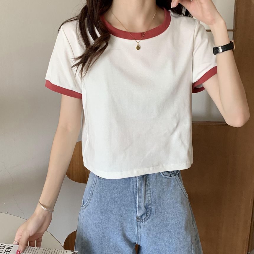 Round Neck Short-Sleeve Ringer T-Shirt