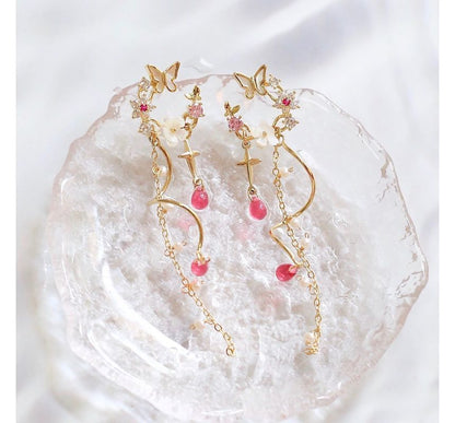 Butterfly Swirl Alloy Earring Fringed Floral