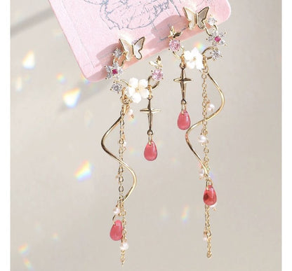 Butterfly Swirl Alloy Earring Fringed Floral