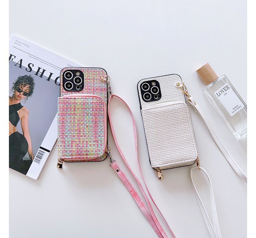 Holder Fabric Card Case Phone Plaid