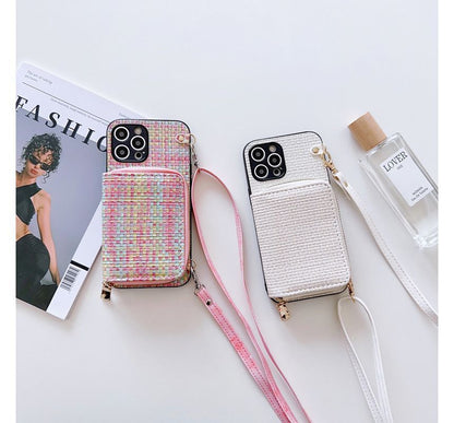 Holder Fabric Card Case Phone Plaid