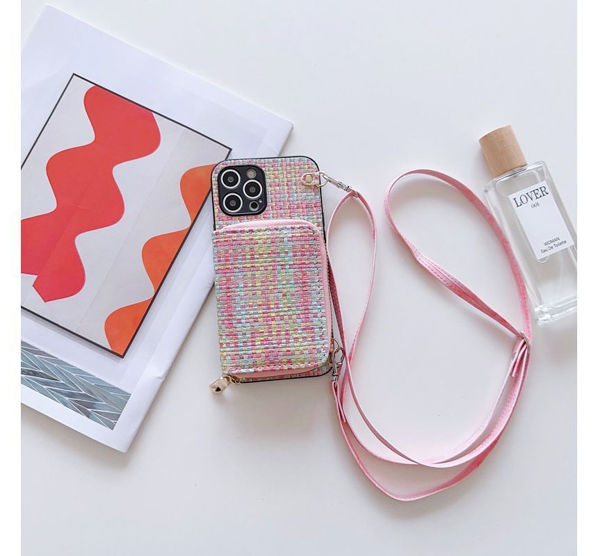 Holder Fabric Card Case Phone Plaid