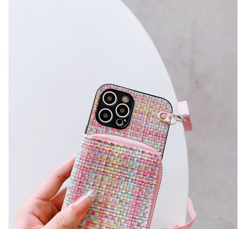 Holder Fabric Card Case Phone Plaid