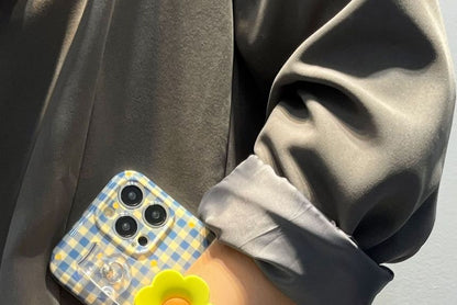 Case Flower Wristband Plaid Phone