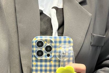Case Flower Wristband Plaid Phone