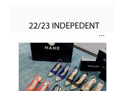 Kitten Heel Sandals Slingback Pointed