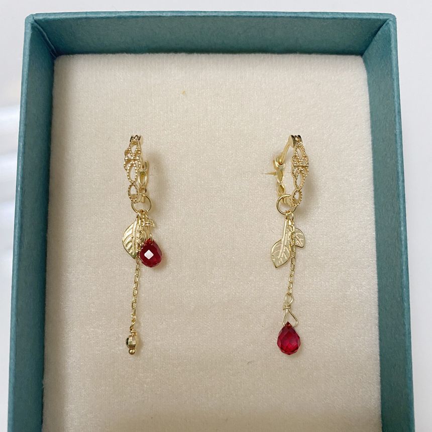 Agate Leaf Asymmetrical Drop Earring designs) (various Alloy