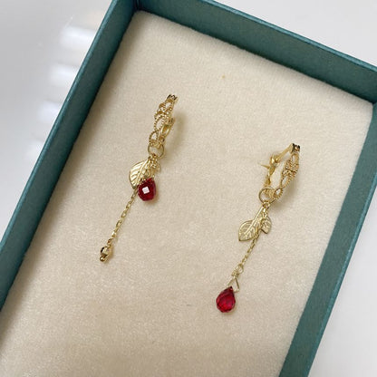 Agate Leaf Asymmetrical Drop Earring designs) (various Alloy