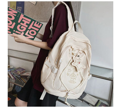 UFO Embroidered Drawstring Buckle Backpack