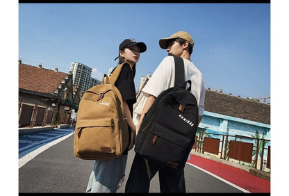 Lettering Print Canvas Backpack