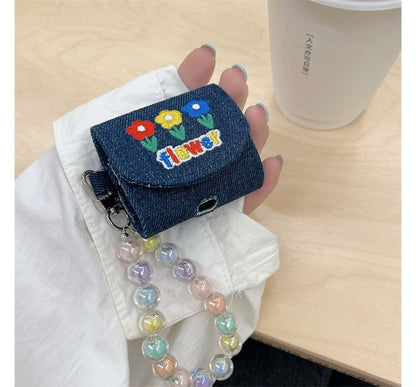 Floral Embroidered Denim AirPods / Pro Earphone Case Skin